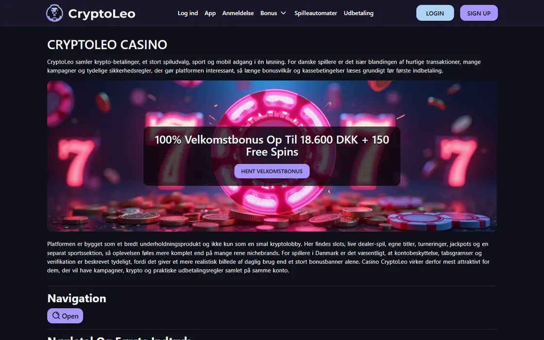Startseite von CryptoLeo